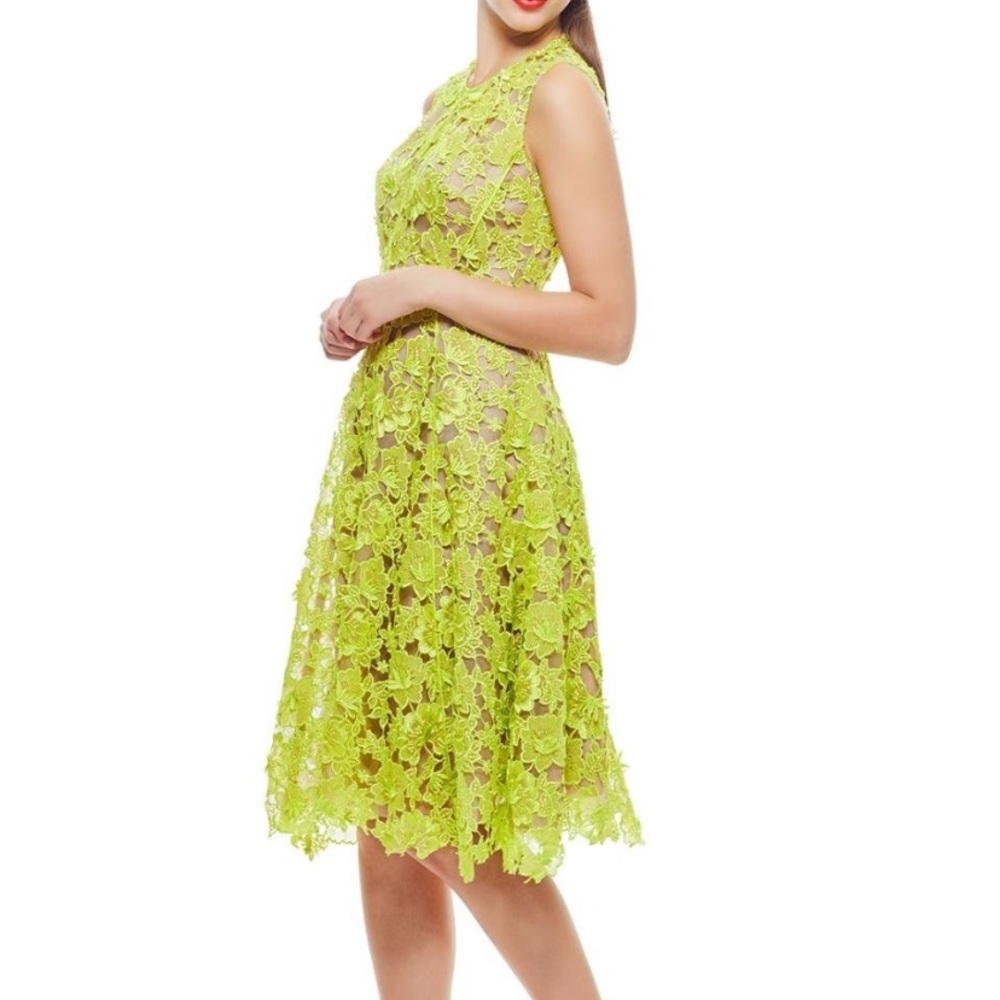 LELA ROSE**Guipure Lace Lime Dress**US 2 $1989 - Picture 5 of 14